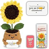THEGIFTY Emotional Support Crochet Sunflower Doll – Handmade Goodbye Gift for Coworkers, Teachers, Students – Positive Affirmation Flower Pot with “Thanks for Growing with Us” Farewell Message