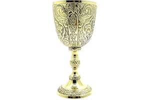Morcomart Handmade Brass Wine Goblet – 6 Inch, 8 oz Vintage Chalice for Weddings, Parties & Medieval Decor – Polished Gold Fi