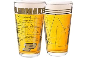 Greenline Goods – University of Purdue Boilermakers College Pint Beer Glasses (Set of 2), 16 oz – Full-Color Logo + Campus Map