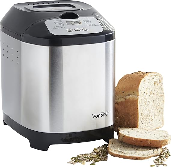 VonShef Stainless Steel Digital Bread Maker with Delay Function Amazon