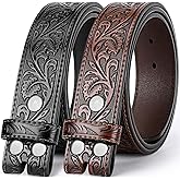 BELTROAD 2 Pack Western Leather Belt Strap for Men Women Cowboy Cowgirl Leather Mens Belts for Jeans Gift Belt without Buckle