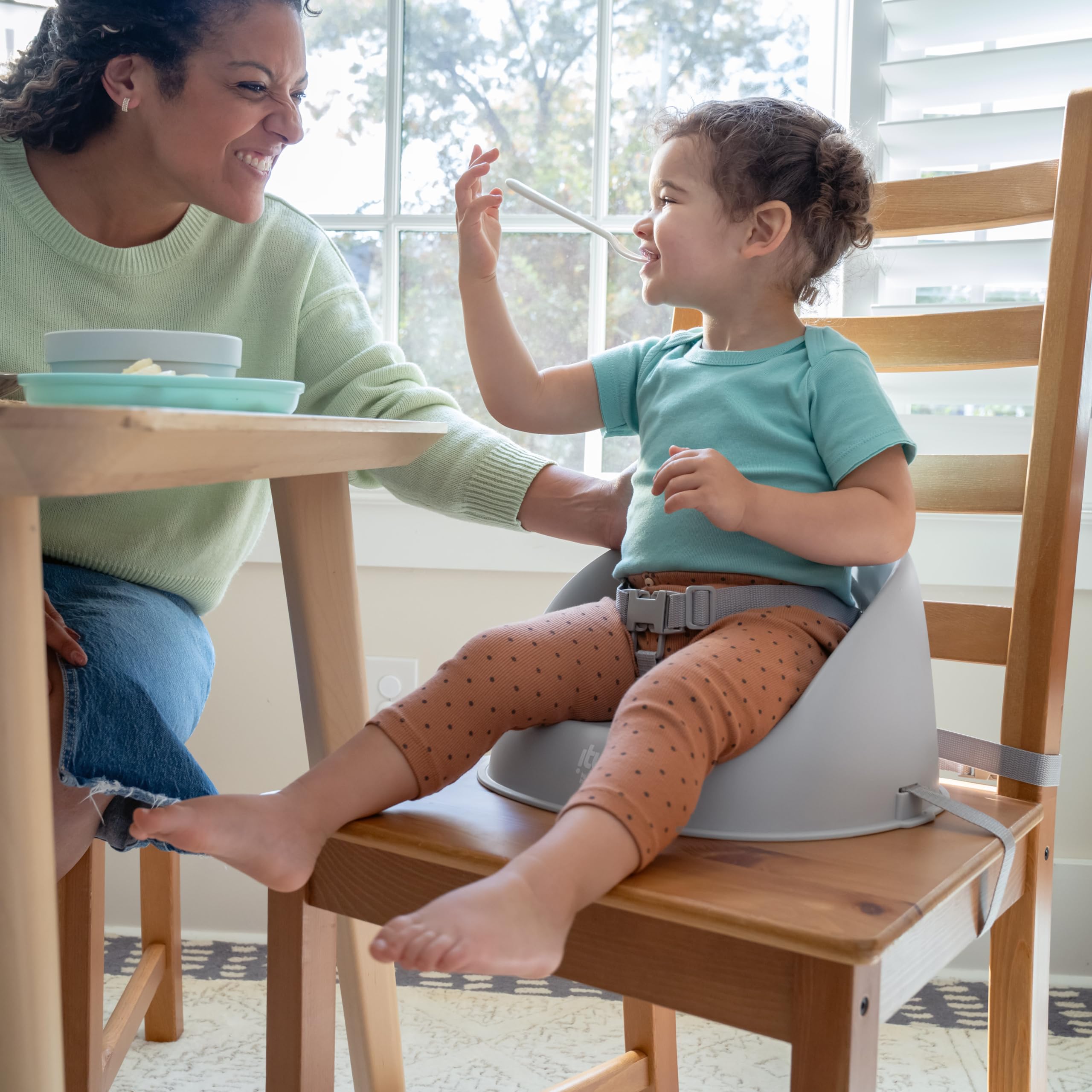 Ingenuity: ity by Ingenuity My Spot Easy-Clean Baby Booster Feeding Chair, 3-Point Harness, Washable Removable Straps - Grey, User Age Range: 6 - 60 months, Requires Assembly