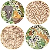 xo, Fetti Animal Print Safari Paper Plates, 4 Designs | 24 pcs 9" | Kids Decorations, Jungle Party Setting, Wild Birthday Decor, Rainforest Tablescape, Zoo Table Decor
