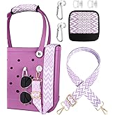 Toykee Bag Strap Crossbody for Bogg Bag Accessories - Charms Shoulder Strap Neoprene Luggage Handle Wrap for Suitcase & 2 Key Holders Purple Geometric