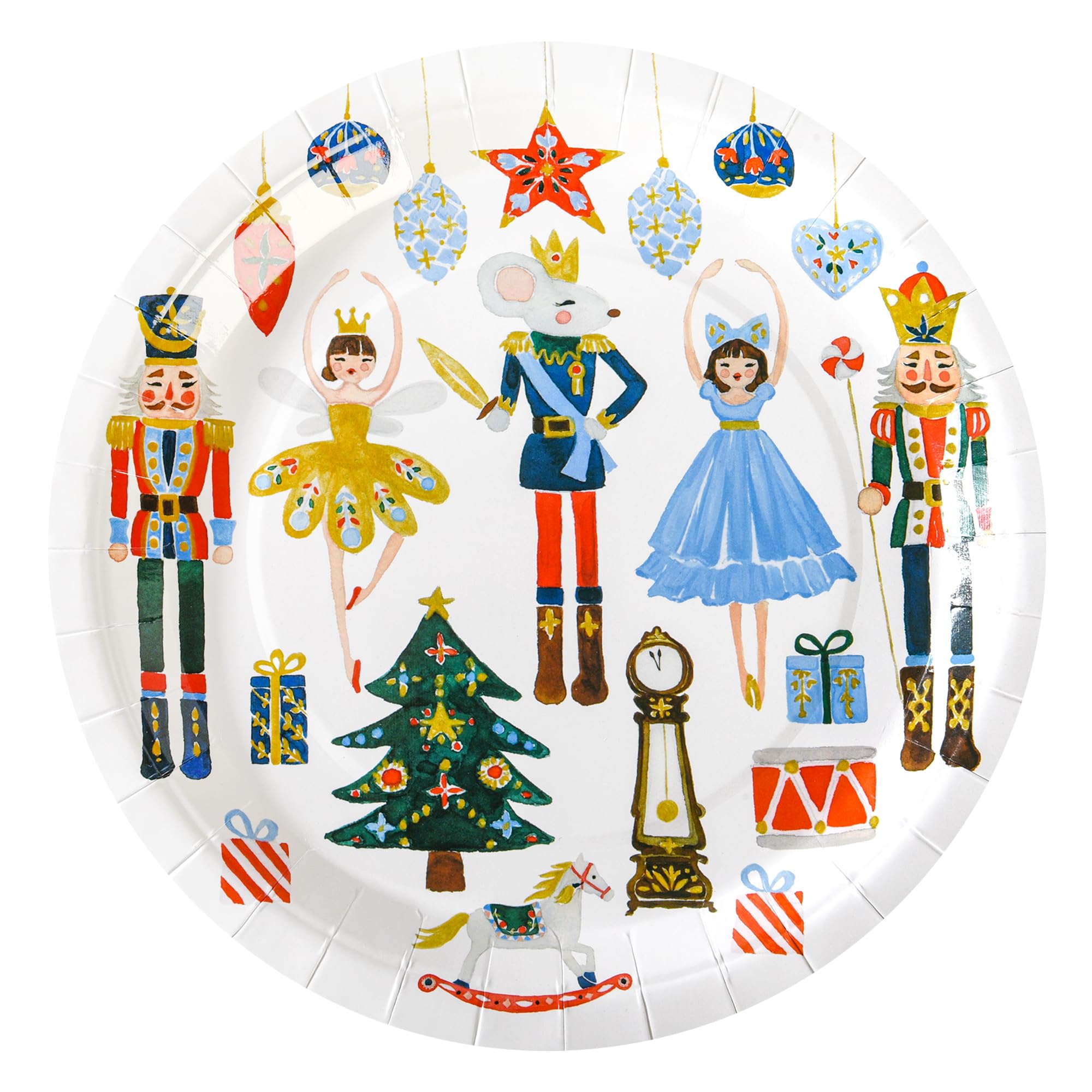 Photo 1 of ** FACTORY SEALED ** Nutcracker Paper Plates Merry Christmas Round Party Plates Winter Holiday Ballet Rocking Horse Fairy Ornaments Disposable Dinner Dessert Plates for Xmas Events Gatherings Party Supplies (48, 7 Inch)