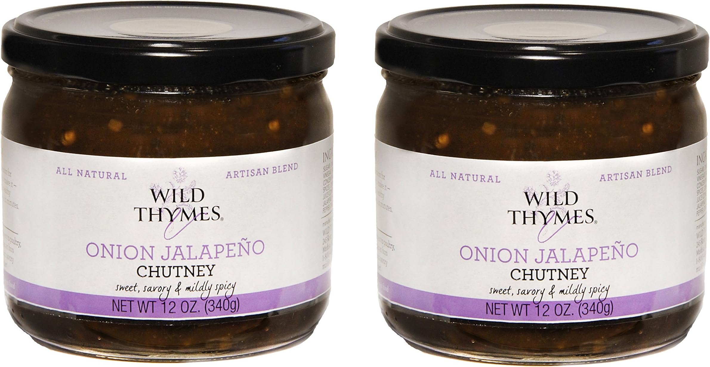 Onion & Jalapeno Spicy Chutney by Wild Thymes Farm, 12 oz (Pack of 2))