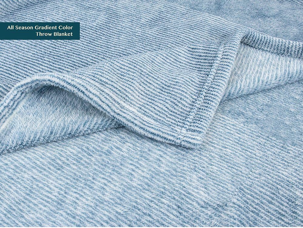 PAVILIA Flannel Fleece Ombre Throw Blanket for Couch | Super Soft Cozy Microfiber Couch Blanket | Gradient Decorative Accent Throw | All Season, 50x60 Inches Turquoise Blue: Home & Kitchen