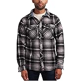 CANADA WEATHER GEAR Mens Flannel Shirt - Polar Fleece Long Sleeve Plaid Shirt Men Button Down Fall Outfits with Pockets