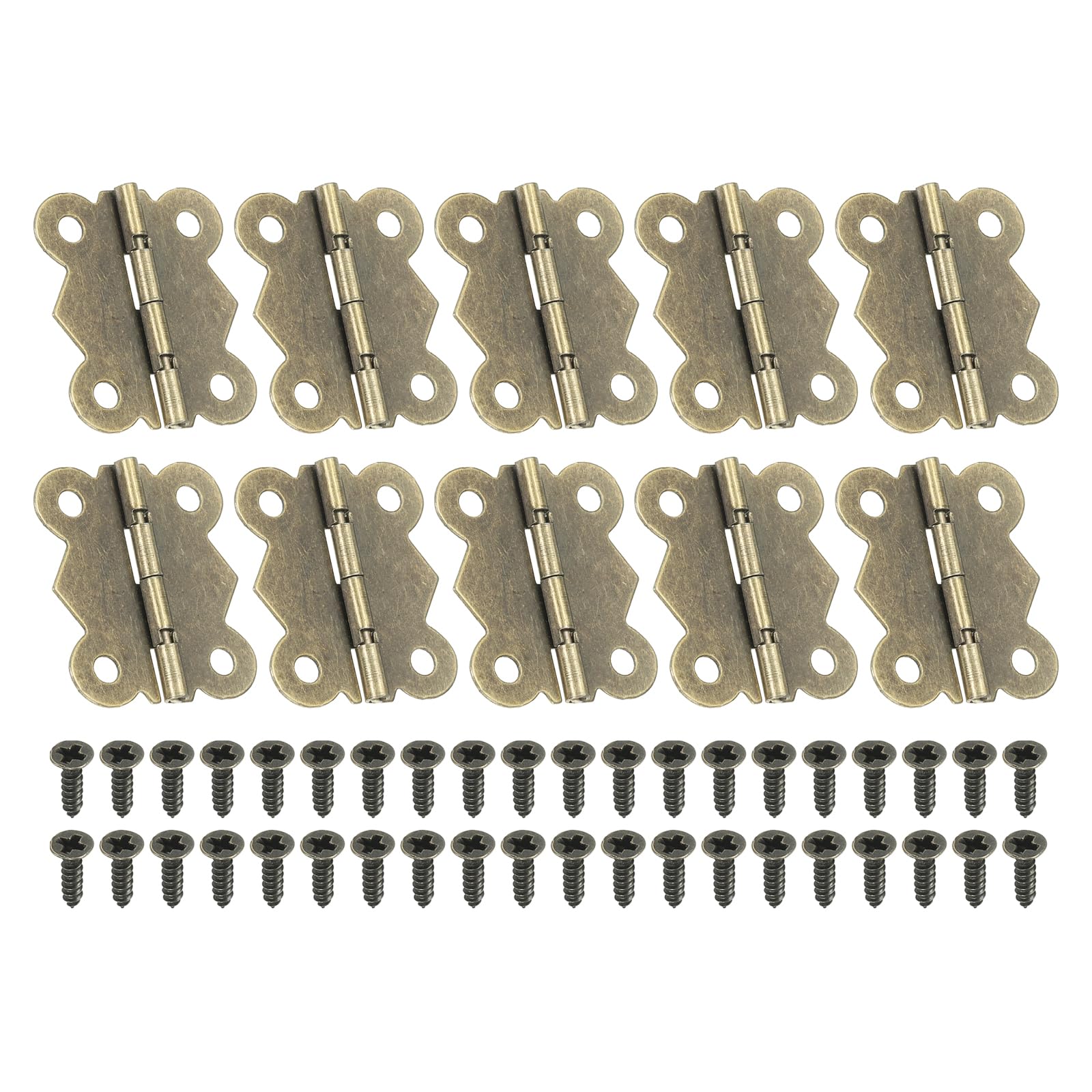 PATIKIL Small Jewelry Box Hinges 1-5/8 Inch, 10 Pack 90-Degree Mini Butterfly Hinges Jewelry Box Hardware with 40 Screws for Cabinet Wooden Box Drawer Craft, Brown