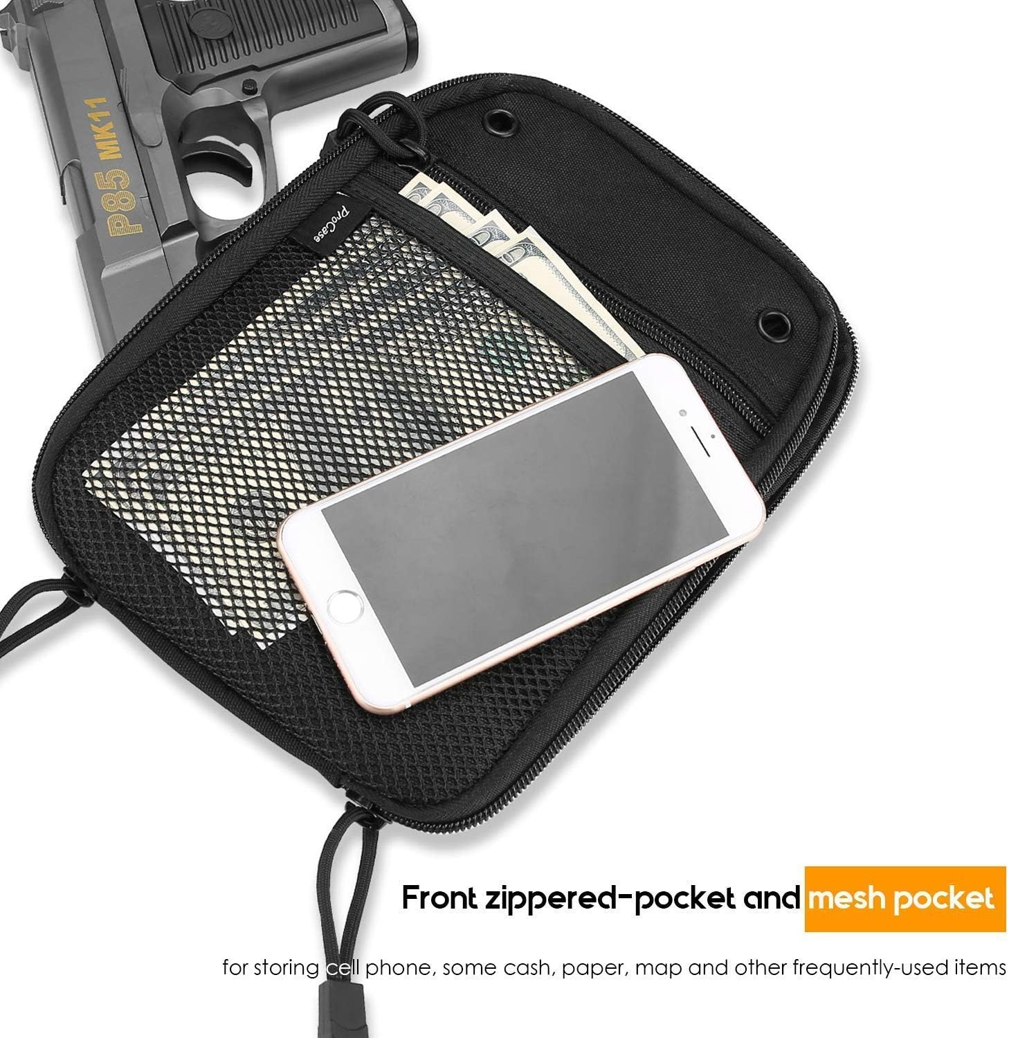 ProCase Concealed Gun Pouch Bundle with Tactical Pistol Mag Pouch Magazine Bag Clip Utility Tool Holder –Black: Computers & Accessories