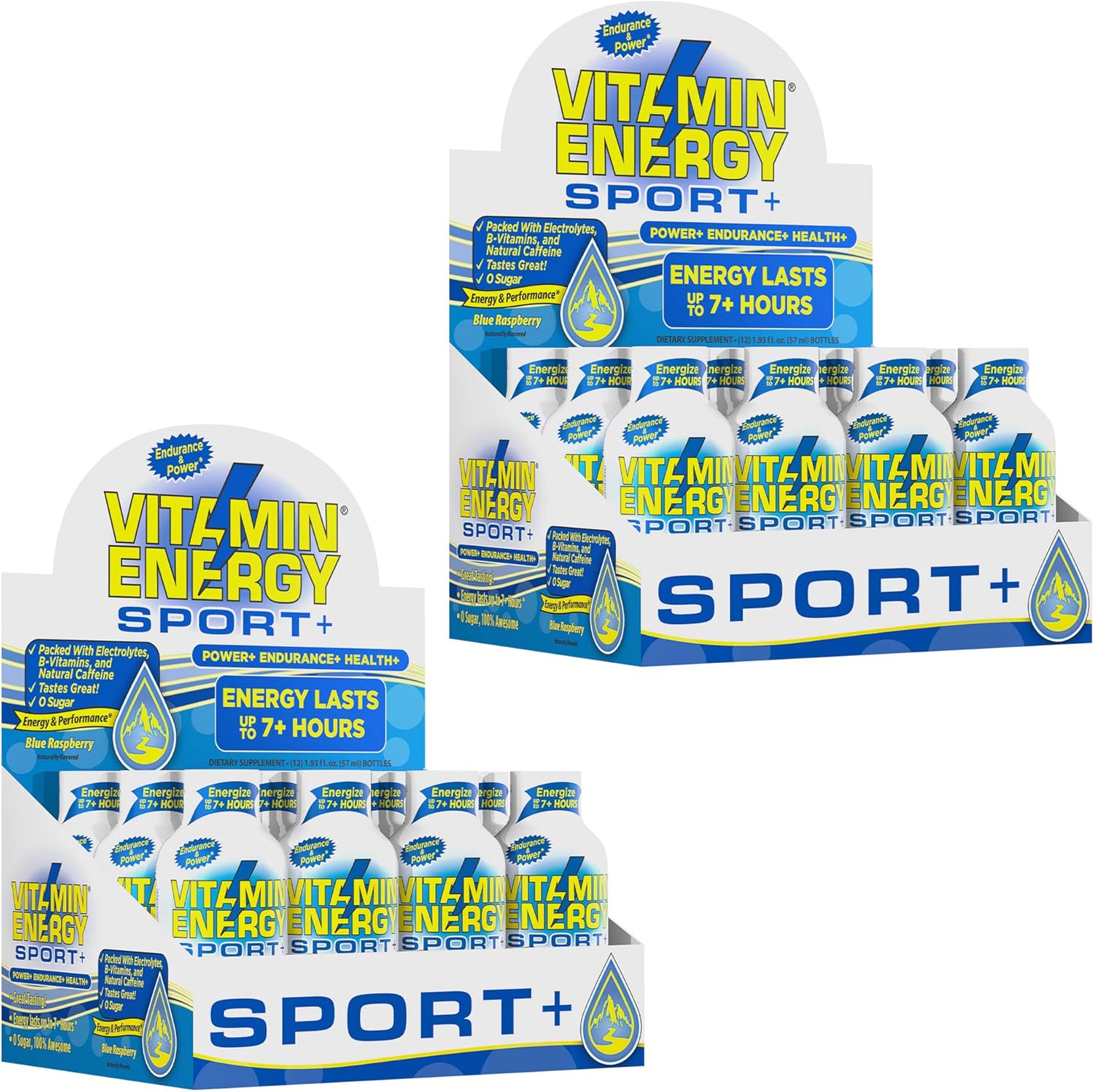 (24 Pack) VitaminEnergy™ Sport+ Energy Shots, Lasts up to 7+ Hours, Blue Raspberry Energy Drink With Electrolytes, Vitamin Supplements, Natural Caffeine, and Energy Boosting Keto Drink, 1.93 fl oz Ea.: Health & Personal Care