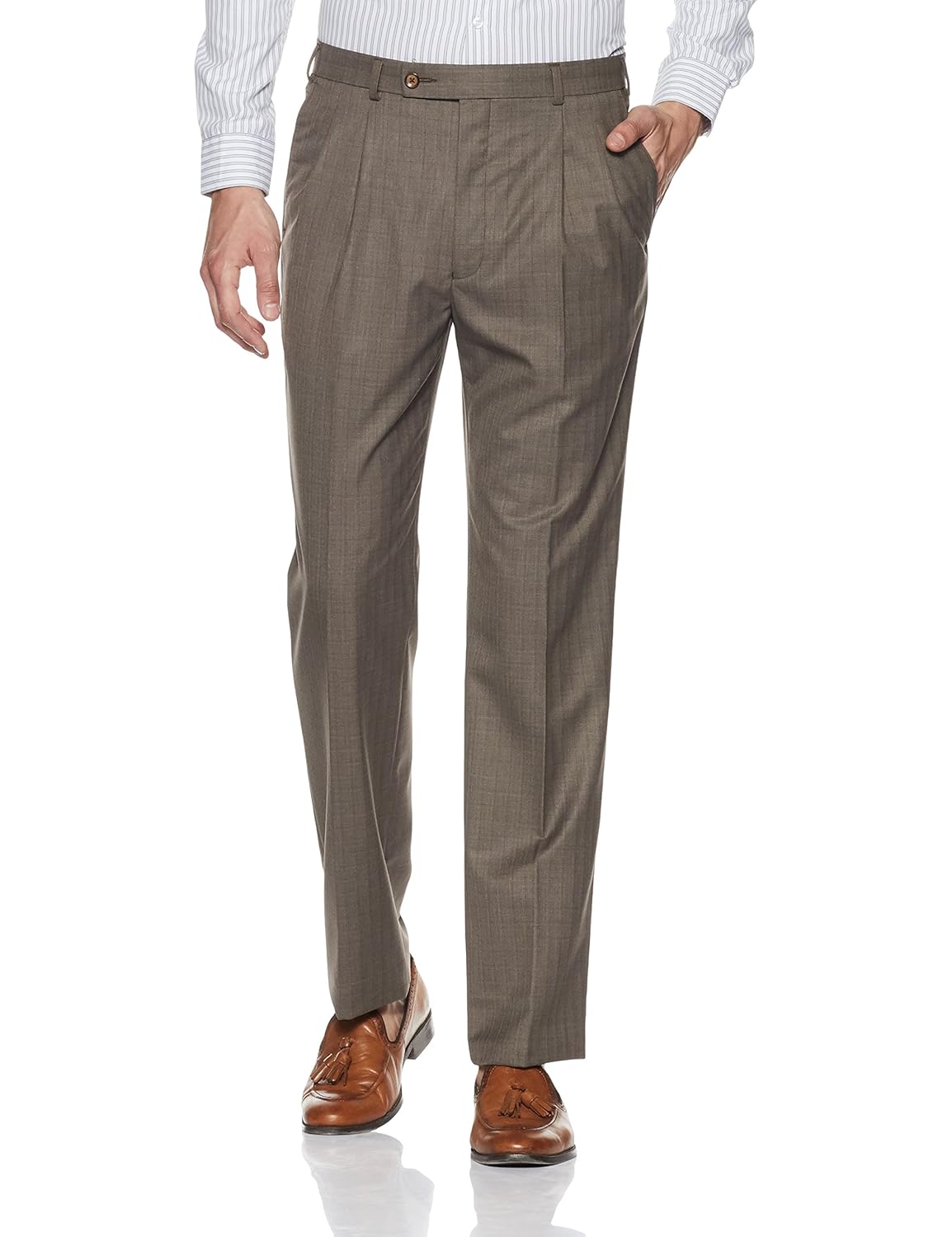 park avenue men's pleat-front fit formal trousers