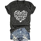 FCGHSII Grandma Shirt for Women: Grandmother Tshirts Mama Graphic Tee Tops Mother Vneck Short Sleeve