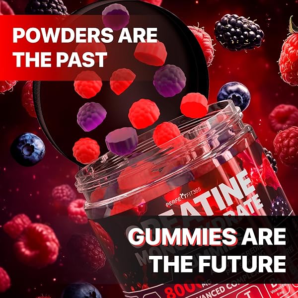 CREATINE MONOHYDRATE GUMMIES COMPLEX 8000MG WITH L-CARNITINE & TAURINE, FLAVORED CREATINE FOR WOMEN AND MEN WITH RASPBERRY & BLACKBERRY TASTE, PRE WORKOUT GUMMIES FOR MEN AND WOMEN – 120PCS