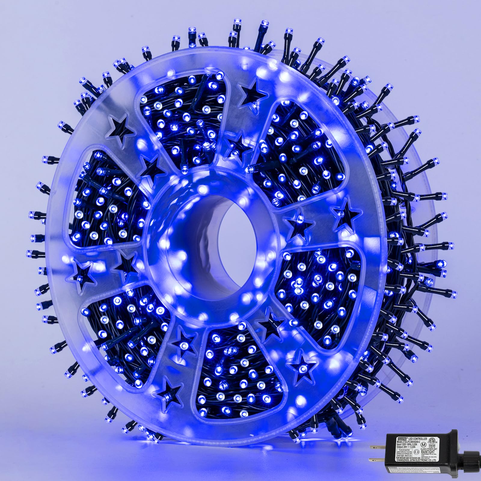 YEGUO 165ft 500 LED Blue Christmas Lights Outdoor Waterproof, Green Wire String Lights Indoor, 8 Modes Twinkle Tree Lights Plug in with Memory Timer for Holiday Festival Xmas Image