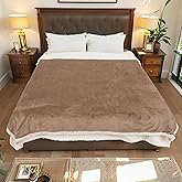 Electric Heated Blanket Full Size 72"x84", Dual-Sided Soft Flannel & Sherpa, LCD Display 10 Heat Settings with 1-12H Timer & Overnight Safe, Bed & Couch, Machine Washable, Light Brown