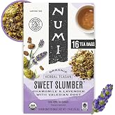 Numi Organic Sweet Slumber Tea, 16 Herbal Tea Bags, Caffeine Free | Herbal Blend with Chamomile, Valerian Root &amp; Lavender