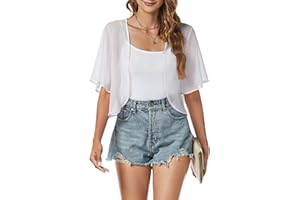 ADOREJOY Women Sheer Shrug Chiffon Cardigans Open Front Short Sleeve Bolero Dressy Blouse