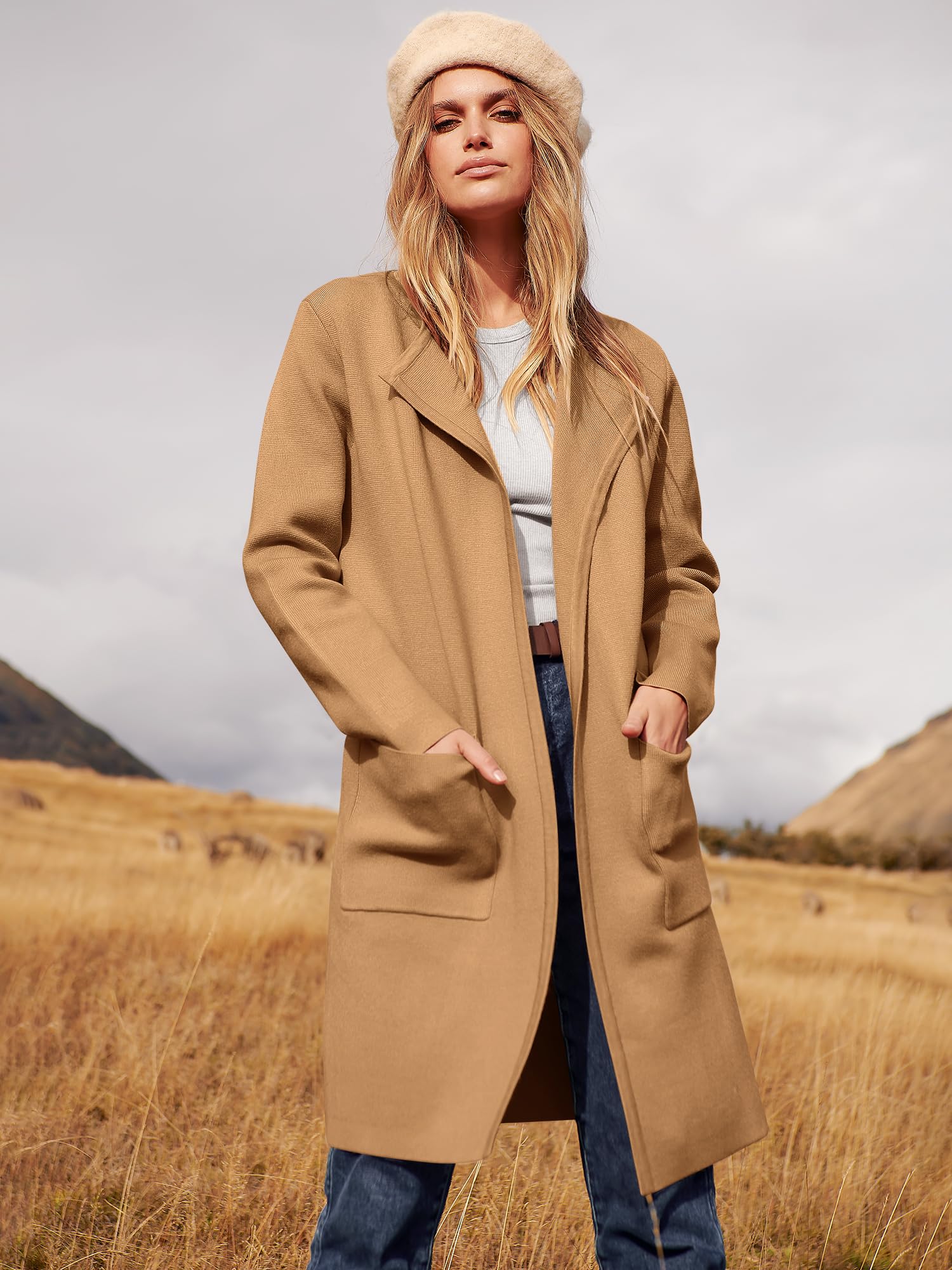 ANRABESS Womens Cardigan Sweater Open Front Knit Long Coatigan Dressy Casual Jacket Coat 2025 Fall Outfits Classy Clothes