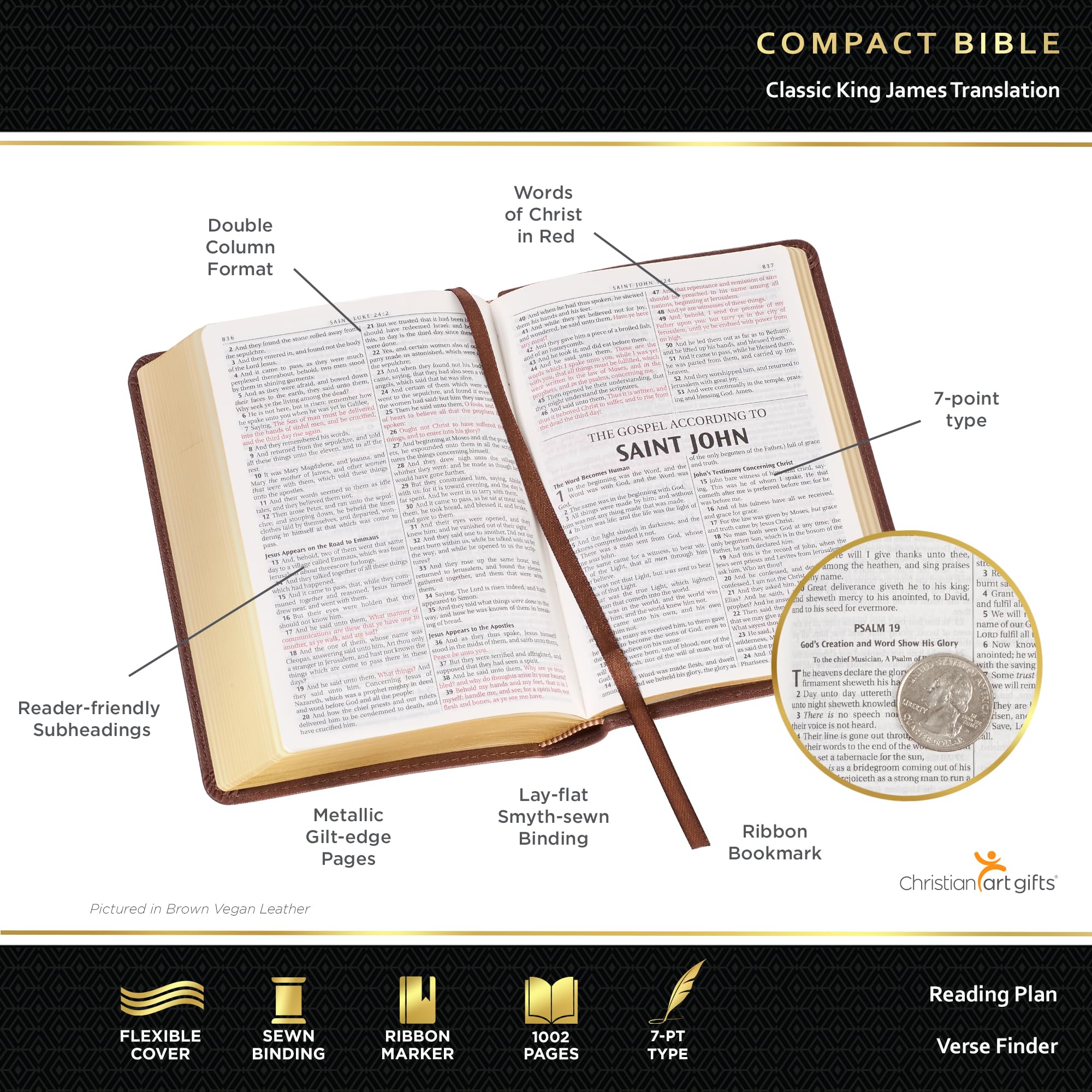KJV Holy Bible, Compact Vegan Leather Red Letter Edition - Ribbon Marker, King James Version, Taupe (KJV Compact Editions) KJV Holy Bible, Compact Vegan Leather Red Letter Edition - Ribbon Marker, King James Version, Taupe (KJV Compact Editions) KJV Holy Bible, Compact Vegan Leather Red Letter Edition - Ribbon Marker, King James Version, Taupe (KJV Compact Editions) Imitation Leather