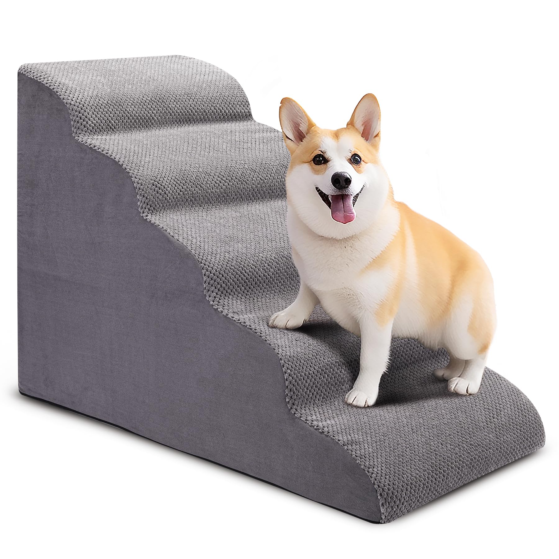 Photo 1 of CiWiVOKi Dog Stairs for Bed and Couch, Non-Slip 5-Step Pet Stairs, 24" High Sofa Foam Dog Ramp - Best for Small Pets, Dogs and Cats with Joint Pain