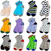 HYCLES Anti Slip Toddler Socks, 12 Pairs Non-Skid Cotton Grip Kid Socks for 1-7T Boy Girl 6-12 Month Baby