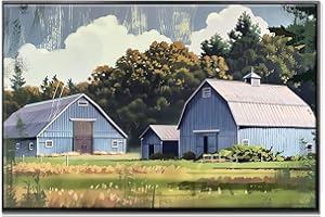 Aurionix Wall Art for Living Room Hand-Painted White and Indigo Landscapes Pictures Wall Art Decoration Dining Room Bedroom Bathroom Kitchen Printing Painting For Home Decoration