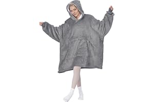 Tirrinia Oversized Blanket Hoodie, Wearable Fluffy Sherpa Blanket, Cozy Sweatshirt Blanket Gift for Adult Women Men Girlfriend