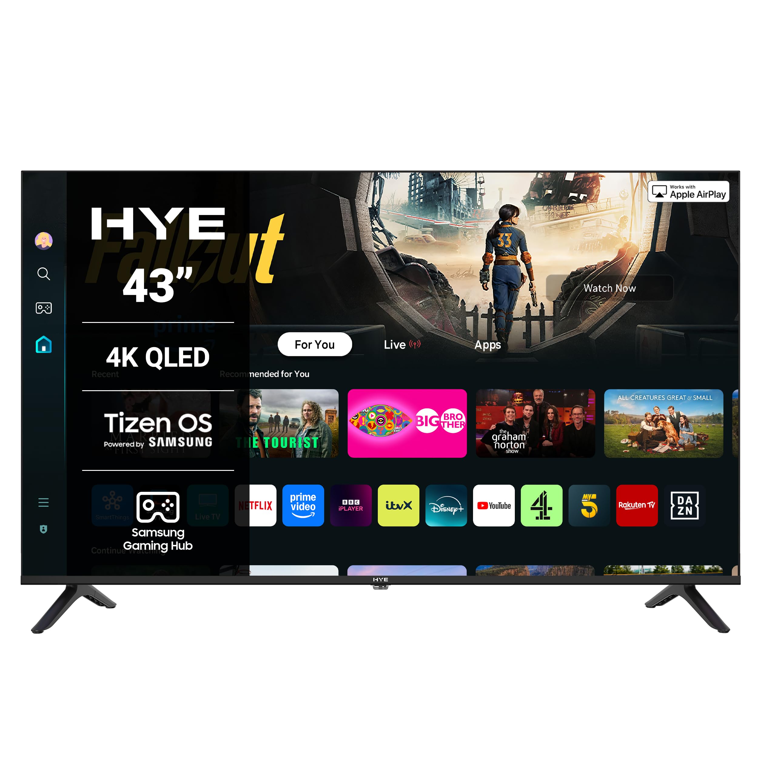 HYE 43" QLED Smart TV - 4K Ultra HD, Sam...