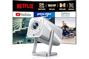 [Netflix-Licensed/Auto Focus & Keystone/Dolby Audio] Smart Projector 4K with WiFi 6 Bluetooth 5.2, 1080P Portable Mini Projec