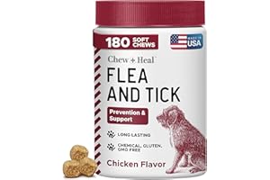Chewable Flea and Tick Prevention for Dogs - 180 Delicious Soft Chews for Small and Large Dogs - Gluten, GMO, and Corn Free, 