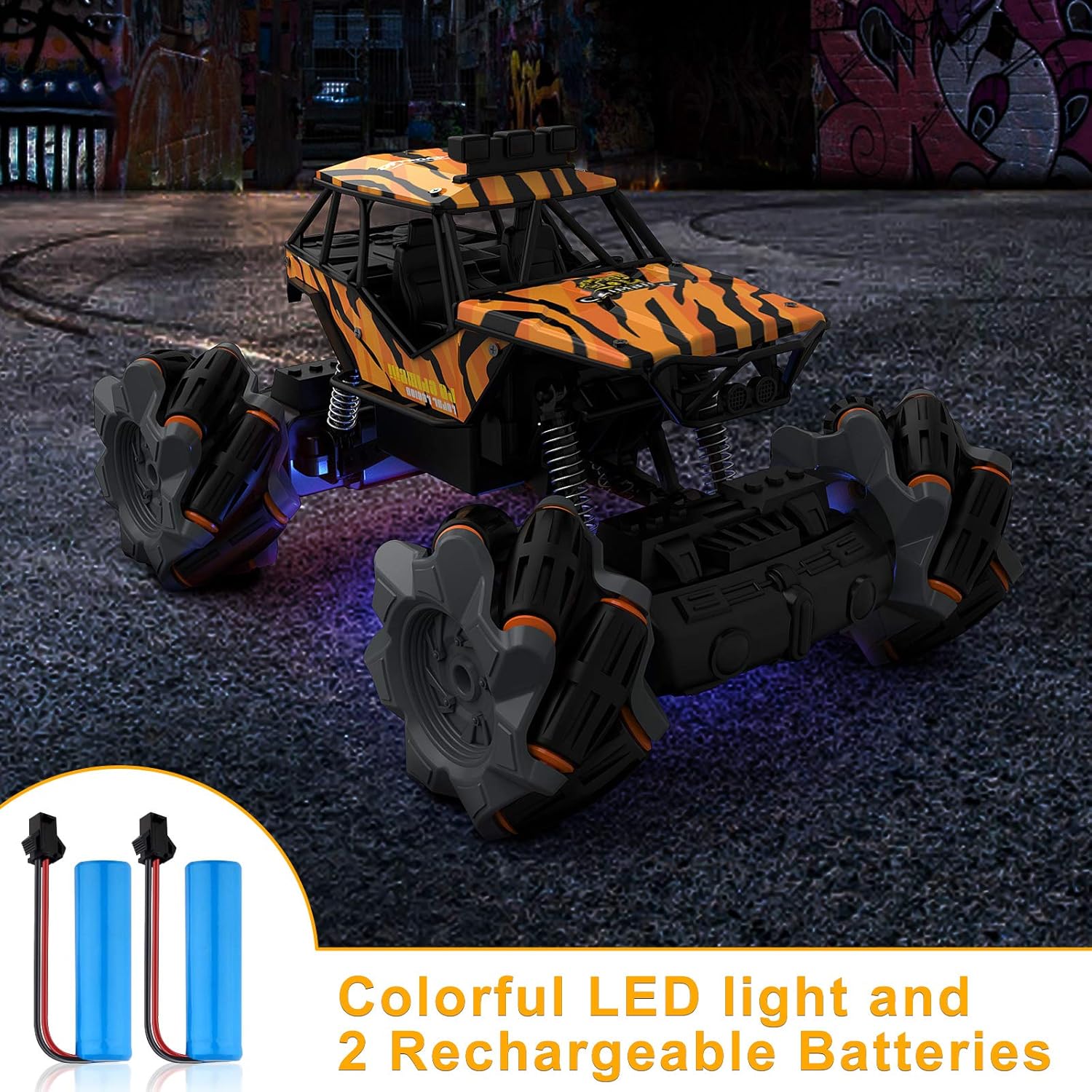 Growsly Remote Control Car, High Speed RC Car for Kids Adults 1:18 Scale 2.4 GHz 360° Spins Off Road Hobby RC Truck Racing Monster Vehicle with 4 Batteries , Drift Toy Car for Boys & Girls Gifts: Toys & Games