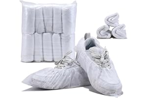 100Pcs50Pairs Disposable Shoe Covers,Boot Cover Waterproof,Dust proof,Non-slip,CPE Booties Shoes Protectors Coverings,White c
