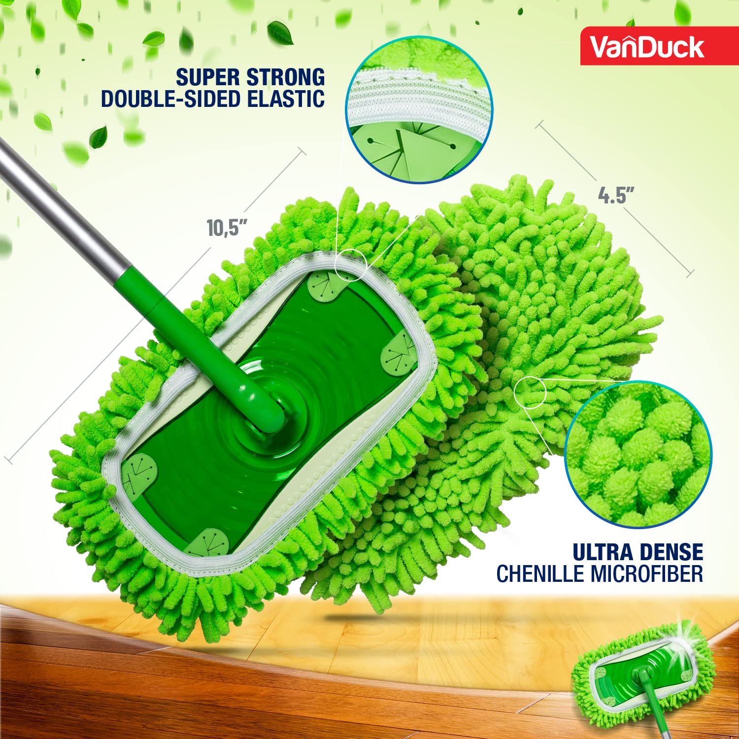 VanDuck Dust Mop Refill Compatible with Swiffer Sweeper (2 Pack) - Microfiber Pet Heavy Duty Dry Cloth Refills - Reusable Mop Pad (Handle is Not Included)