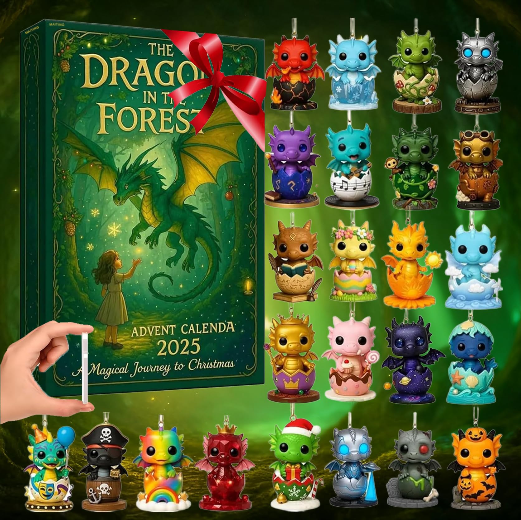 Photo 1 of 2025 Dragon Advent Calendar-24 Days Countdown Dragon Pendants for Christmas Tree Fun Festive Gift for the ones you love most and advent Kawaii Decor for Vacation Countdown