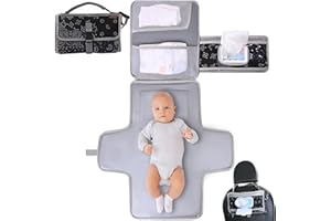 SUNSHE Portable Changing Pads, Portable Diaper Changing Pad for Baby，Changing Mat for Travel, Baby Changing Station, Infant Gift, Baby Essentials(Cashew Blossom)