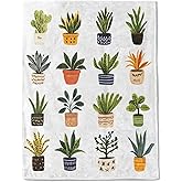 ainori Potted Plant Branches Flannel Blanket - Lightweight Soft Cozy Unique Gifts Blankets for Botanical Lovers,Kids,Adult,Women,Modern Minimalist Throw,Home Room Modern Decor 50x60in