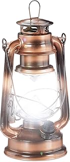 Relaxdays, Kupfer Sturmlaterne LED, Retro Sturmlampe als Fensterdeko oder elektrische Gartenlaterne, batteriebetrieben