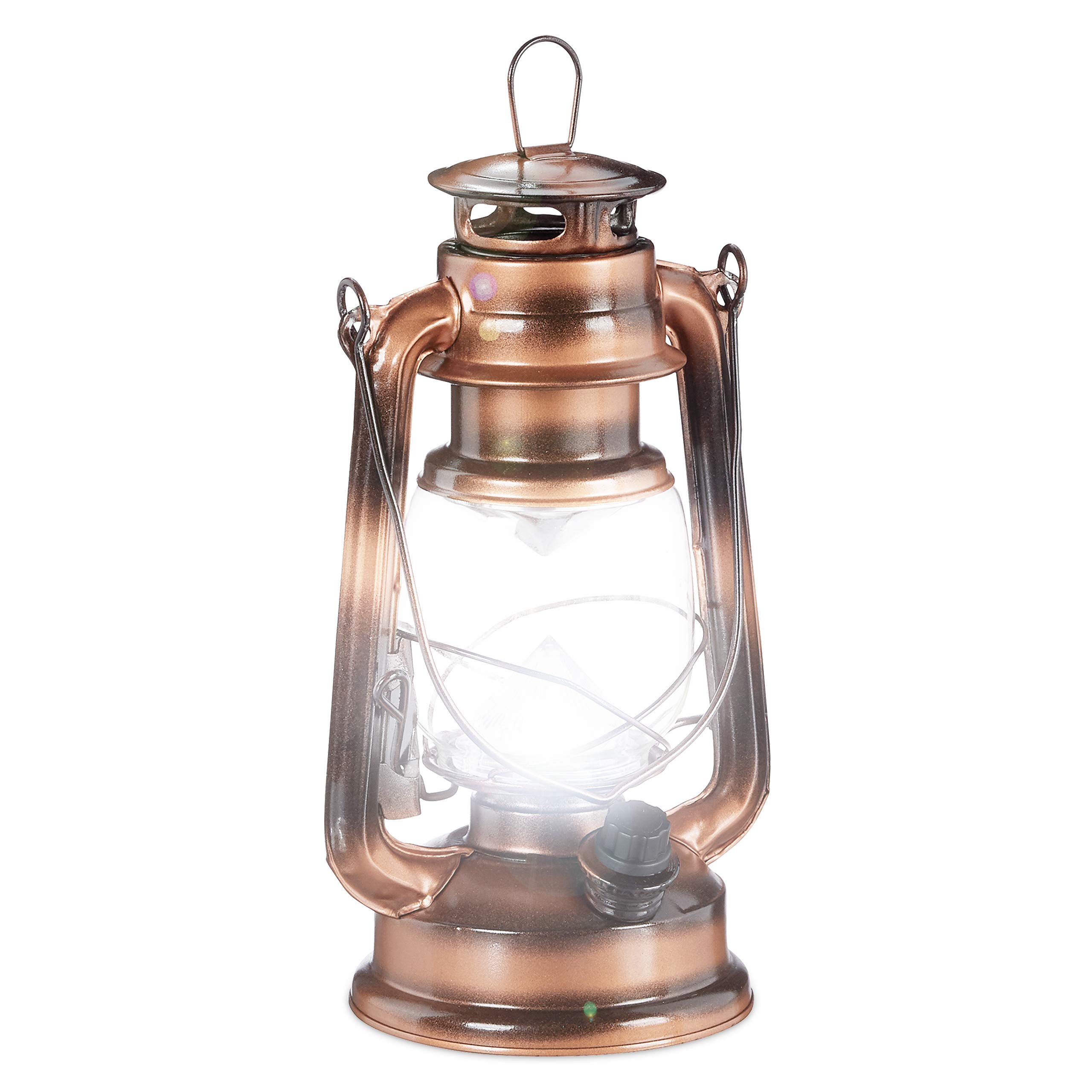Relaxdays LED Storm Lamp, Retro Lantern as Window Decoration or for The Garden, Battery Powered, Copper