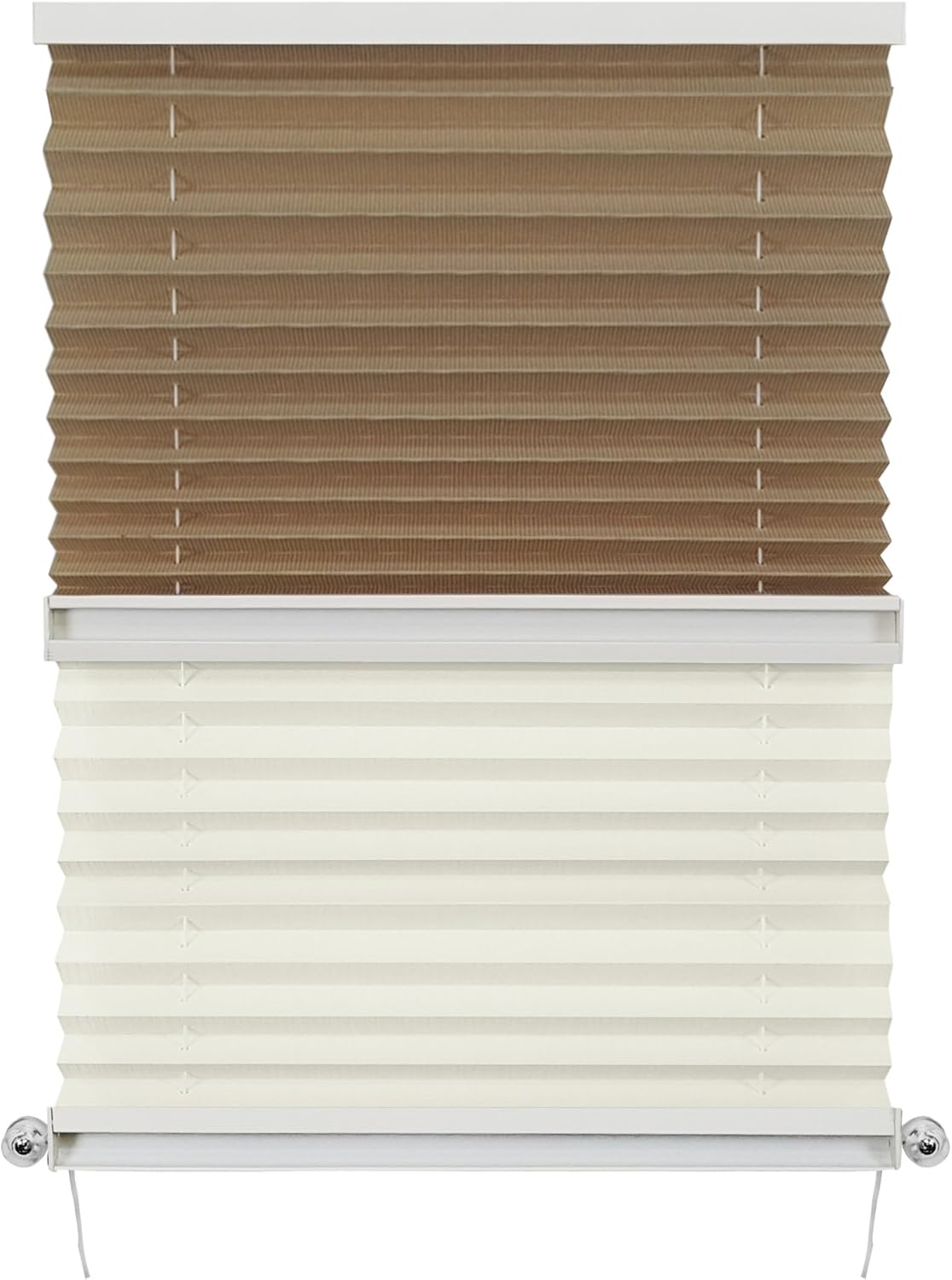 RV Day & Night Pleated Shades Cotton/Sand Stitchbond (26" x