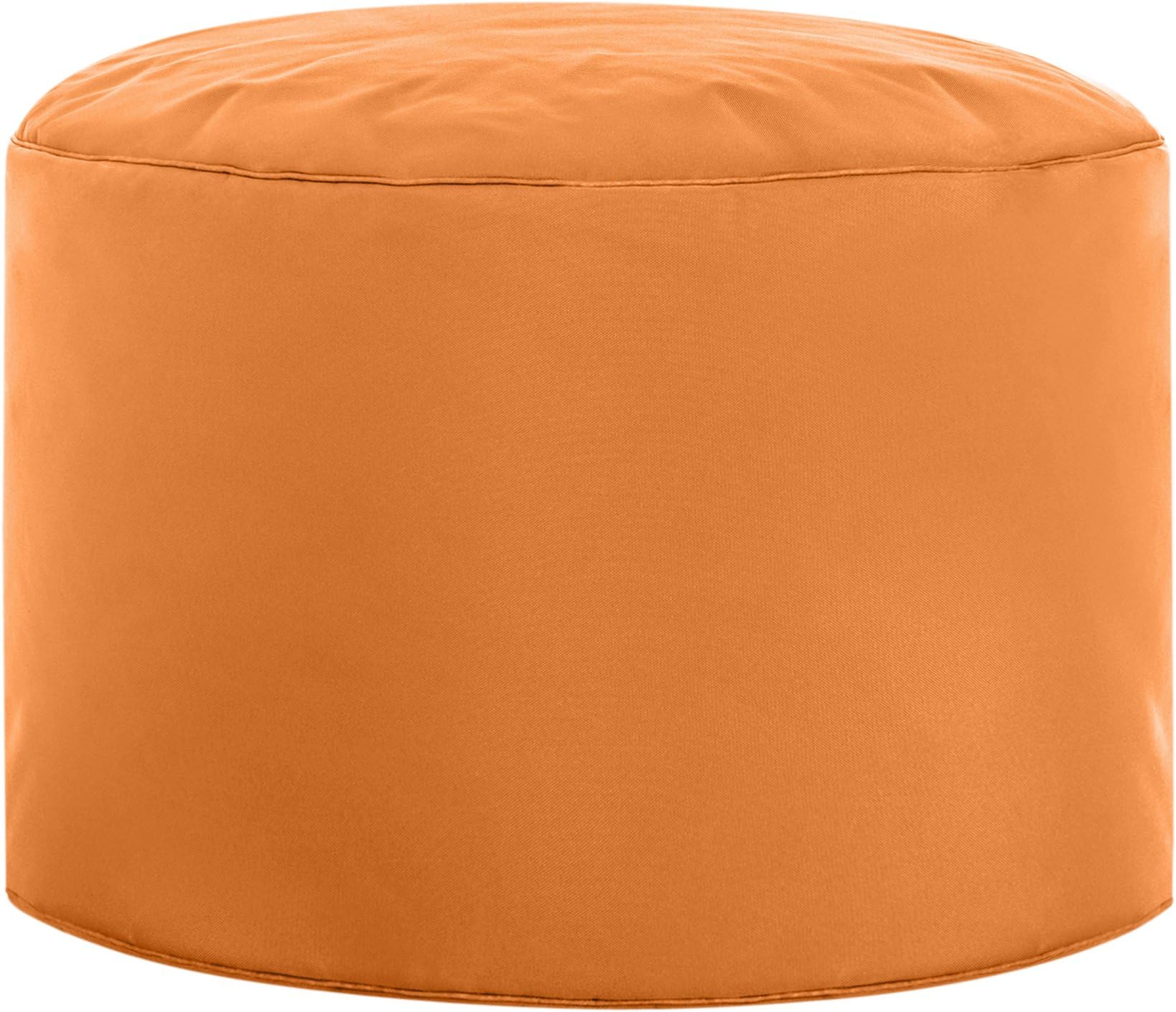 Gouchee Home Brava Pouf Collection Contemporary Polyester Upholstered Round Pouf/Ottoman, Orange