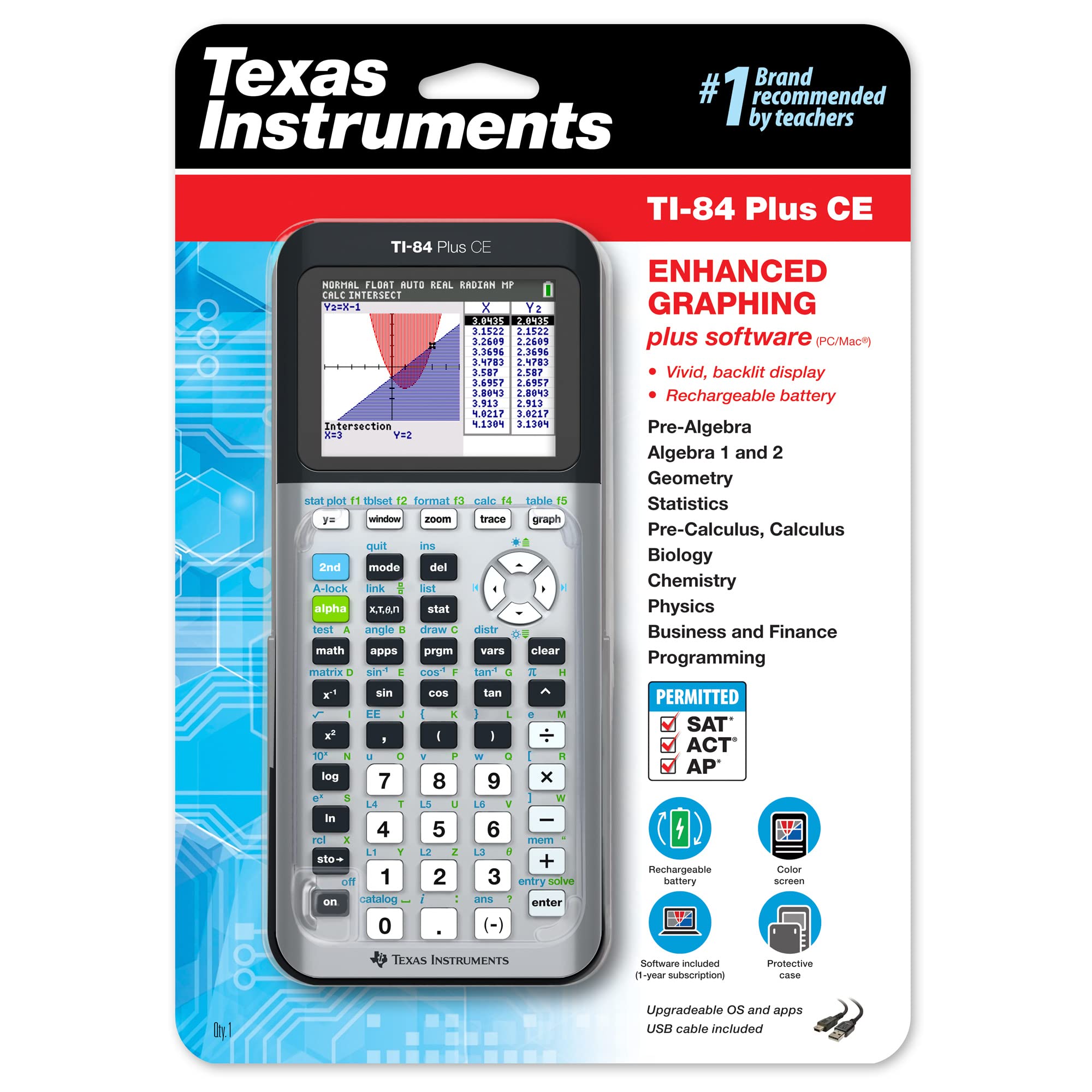 Texas Instruments TI-84 Plus CE Python Color Graphing Calculator, Galaxy Gray (Metallic)