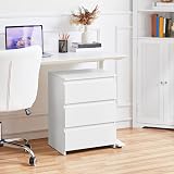 Yaheetech Bedside Table 3 Drawers White 35x45x60.5 cm Nightstand view 9