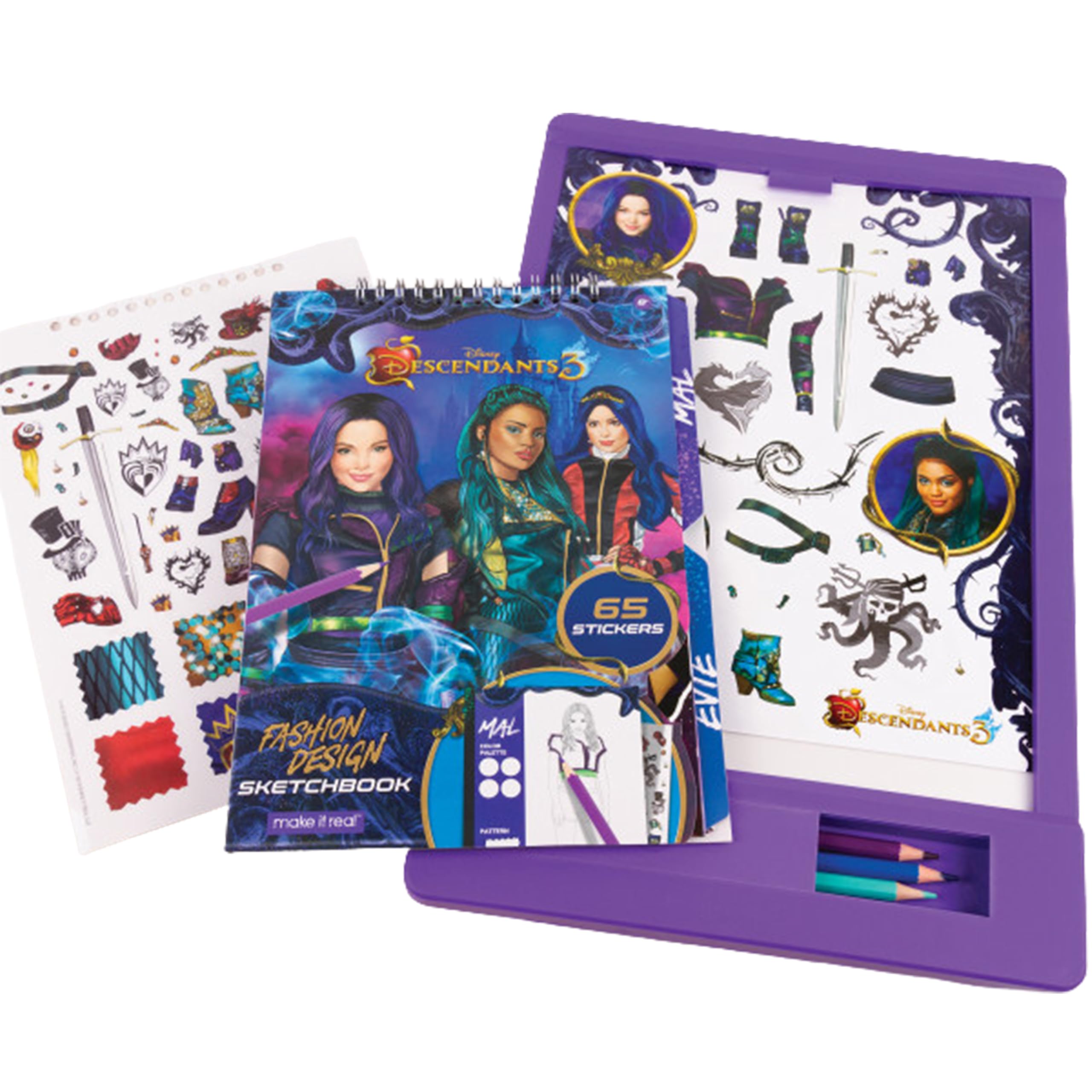 Make It Real Disney Gifts Descendants 3 Portable Light-up Tracing Paper Drawing Table - Arts and Crafts for Kids - Tweens Gifts