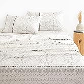 Wake In Cloud - Boho Bed Sheets, 4-Piece Sheet Set, Bohemian Chic Western Geometric Aztec Aesthetic Bedding, Deep Pocket, Beige, King Size