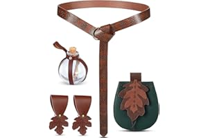 Twistover 6 Pcs Women Renaissance Accessories Leaf Belt Bag Medieval Viking Belt Potion Bottles Leather Skirt Hikes