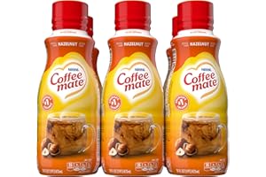 Nestle Coffee Mate Hazelnut Creamer Liquid – Triple Churned Liquid Coffee Creamer for Warm, Rich Flavored Coffee – Lactose & Gluten-Free, Non Dairy Creamer (16 oz 6 Pack)