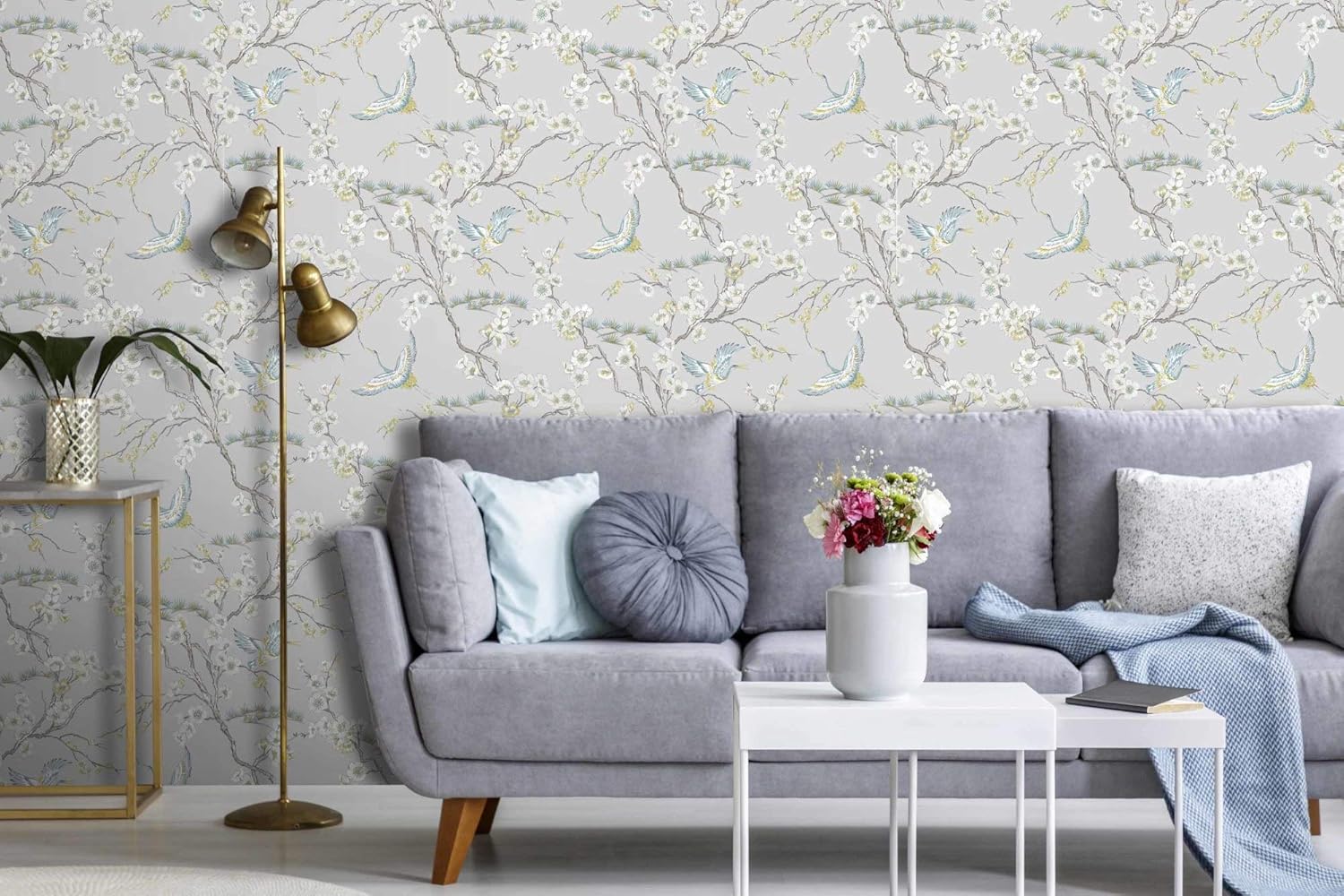 Sublime Black Japan Floral and Fauna Tropical Wallpaper, 52 x 1000 cm - Image 4