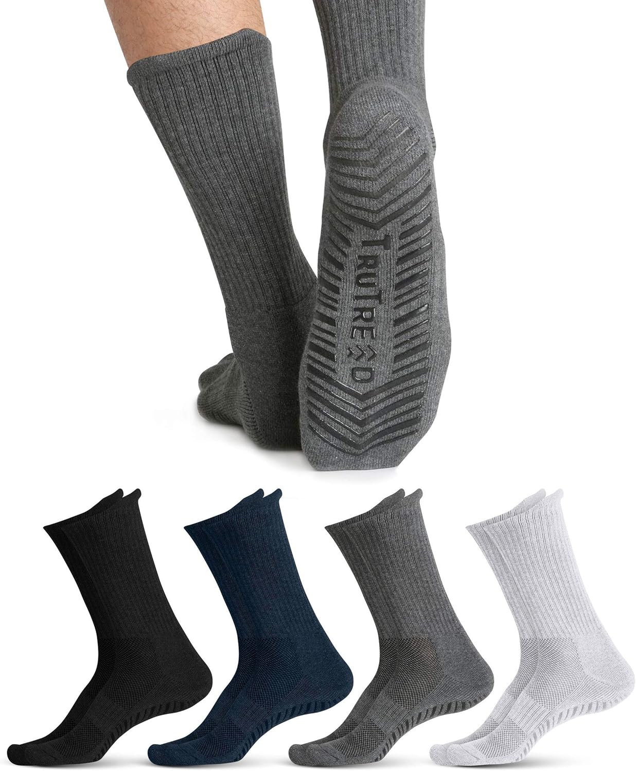 Non Skid Crew Grip Socks (4 Pairs) Barre Yoga Pregnancy Hospital: Clothing