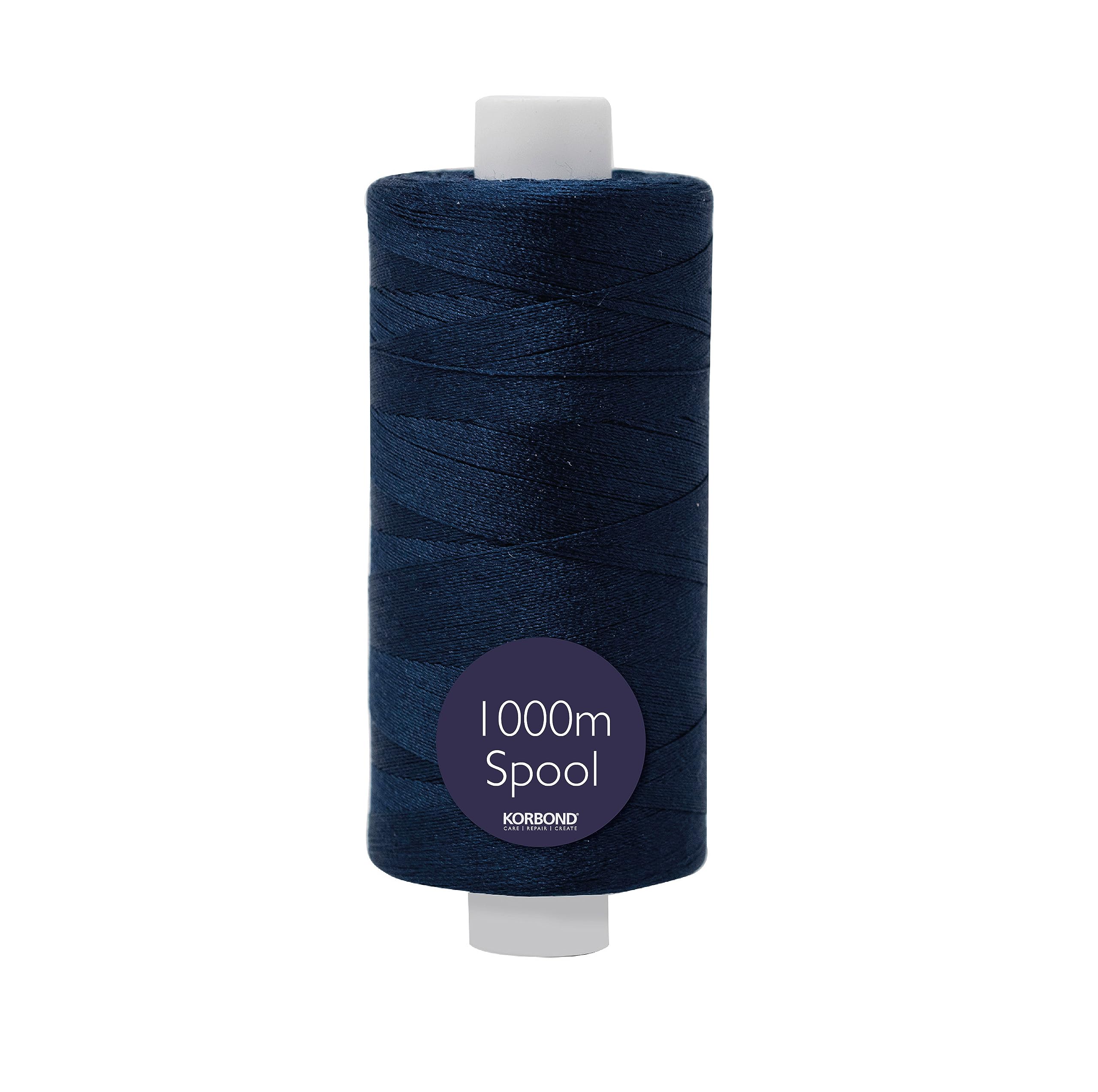 Korbond Sewing Thread - 1000m Polyester Coated Navy Thread – Sewing, Stitching and Quilting — image 1